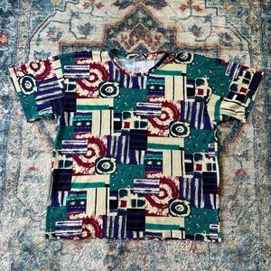 Vintage Abstract All Over Print T-shirt Size XL